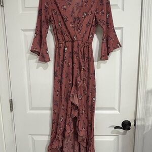 Inspired Hearts Mauve Floral High Low Dress